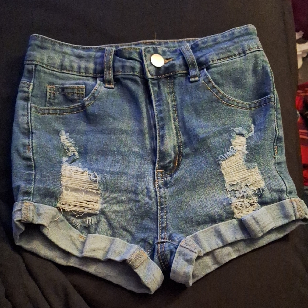 SHEIN Ripped Blue Jean Shorts